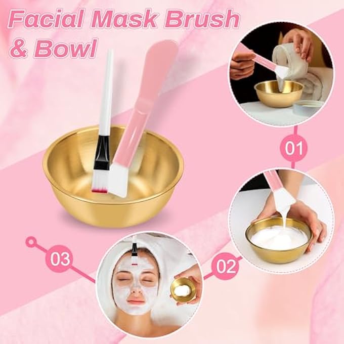 Windspeed 31 SET ESTHETICIAN SUPPLIES DIY SKINCARE KIT INCLUDE 3 FACIAL BOWLS 1 COMPARTMENT TRAY 1 SKINCARE TRAY 3 MASK BRUSHES 3 SILICONE MASK BRUSHER 3 HEADBANDS 1 MIRROR 3 SPOON 12 SPONGES 1 STORAGE BAG - Image 4